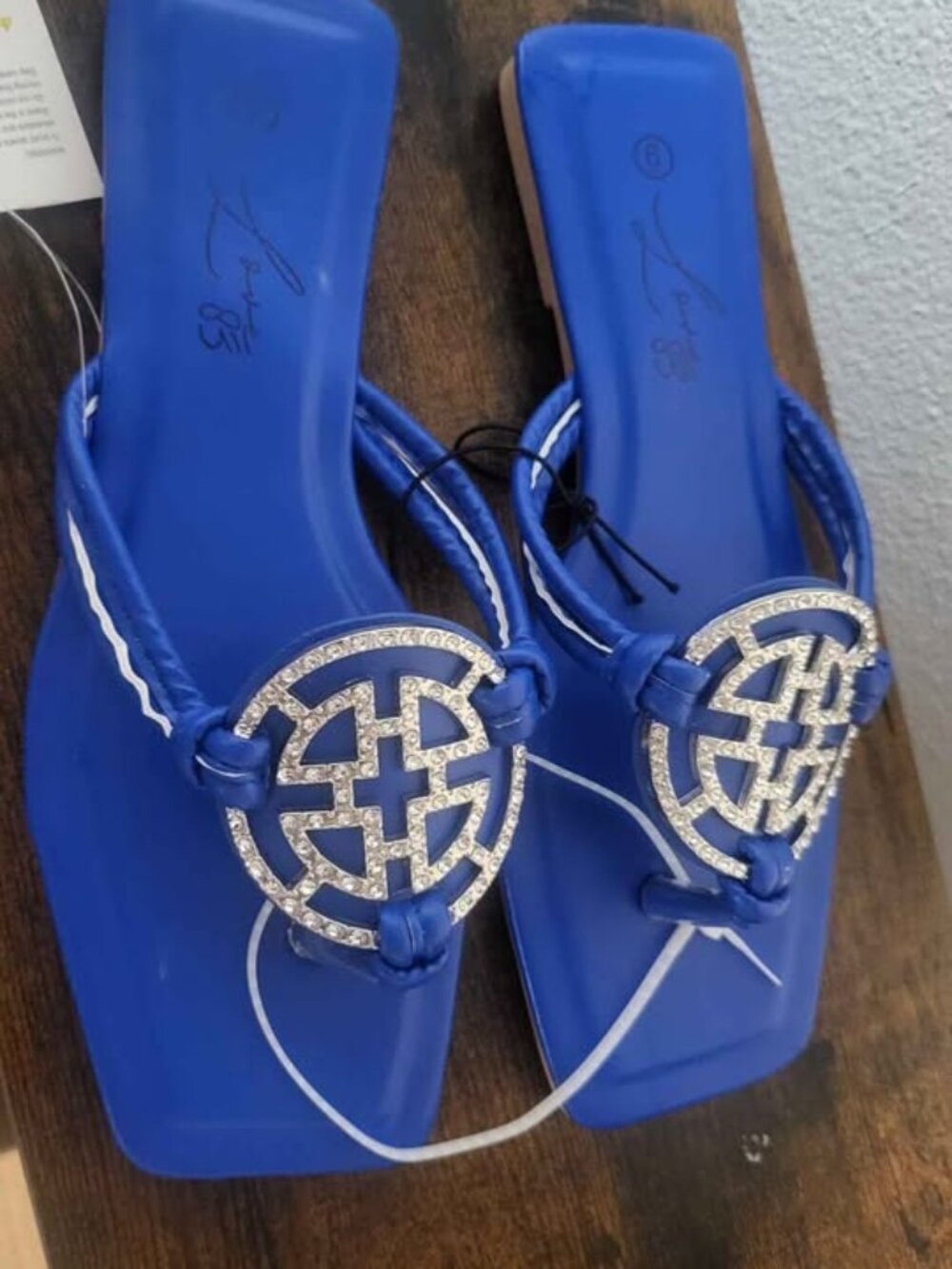 Love 83 Blue Rhinestone Sandals Size 9